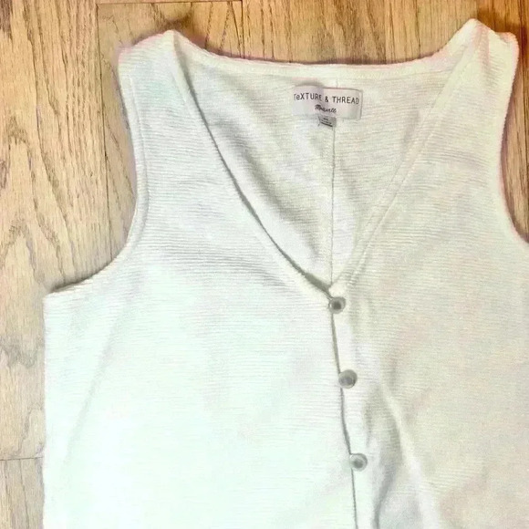 Madewell Women’s Texture & Thread Button Up Tie Front Tank Top in Cream Size XS - Picture 2 of 9